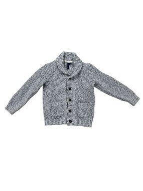 Janie And Jack Boys Marled Gray Button-Up Cardigan Sweater With Pockets Size 4